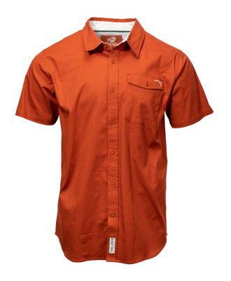Buffalo Trace Short Sleeved Orange Button Down Shirt
